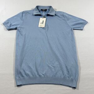 Ron Tomson RNT23 Blue Short Sleeve Knit Zip Collar Beach Preppy Shirt Polo M NWT
